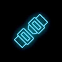 Blue neon icon of seat belt fastened on black background vector