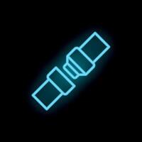 Blue neon icon of a seat belt fastened representing safety vector