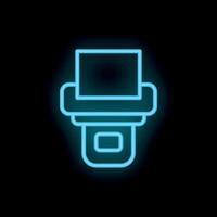Neon printer icon glowing on black background vector