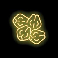 Yellow neon sign of dates fruits on a black background vector