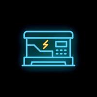 Neon power generator icon glowing on dark background vector