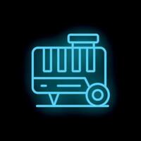 Blue neon style icon representing portable air conditioner vector