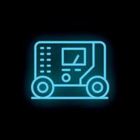 Neon style icon of a mobile power generator providing electricity vector