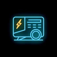 Neon sign of portable generator for power outage vector