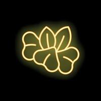 Yellow neon icon of three garlic bulbs with stems on black background vector