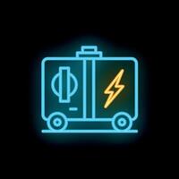 Neon icon of a mobile generator providing electricity vector