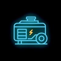 Bright neon sign of a portable generator for backup power supply vector