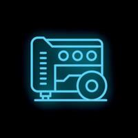 Neon sign of portable generator providing electricity during power outage vector