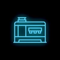 Blue neon sign of portable power generator on black background vector
