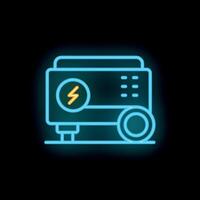 Neon generator icon glowing on dark background vector