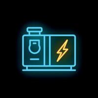 Neon icon of a generator supplying electricity vector