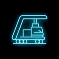 Neon style icon of a crane lifting cargo on rails vector