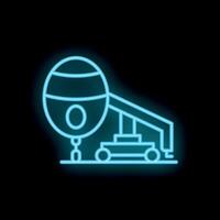 Neon sign of airplane boarding ramp connecting plane and ground vector