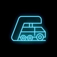 Neon icon of a mining truck working underground in a mine vector