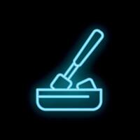 Neon ice bucket with scoop and ice cubes for cocktails and drinks vector