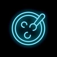 Blue neon icon of a laboratory petri dish for science experiments vector