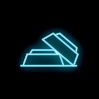 Neon blue open box shining on black background vector