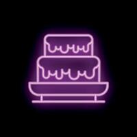 Neon sign showing delicious two tier cake with dripping icing vector