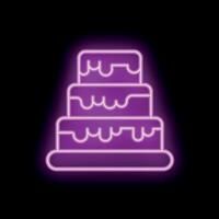Neon sign showing a three tier cake dripping with icing vector