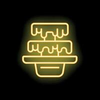 Neon yellow chocolate cake dripping icing minimal style icon vector