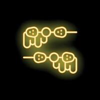 Neon skewers glowing on black background vector