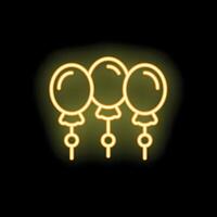 Neon balloons glowing on dark background representing celebration vector