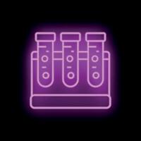 Neon icon of test tubes in a laboratory setting vector