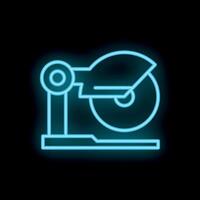 Neon icon of a bench grinder shining on black background vector