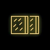 Neon yellow chocolate bar icon glowing on black background vector
