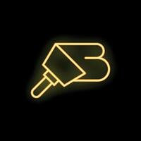 Neon paint brush drawing a stroke on black background vector