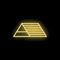 Neon yellow pyramid glowing on black background vector