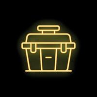 Neon yellow toolbox icon glowing on black background vector