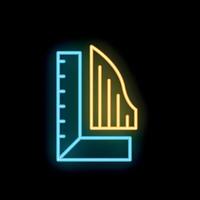 Neon sign of a carpenter square and ruler tool for construction and diy vector