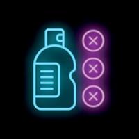 Neon icon of liquid soap or sanitizer and three cross marks showing importance of hand hygiene vector