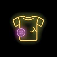 Neon sign showing t shirt with hole and cross sign vector