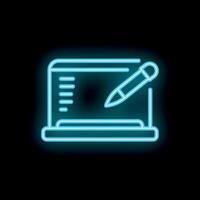 Neon online writing icon depicting digital content creation vector