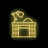 Glowing neon icon of a desk lamp workspace office vector