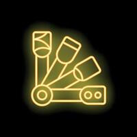 Neon yellow multi tool icon glowing against a black background vector