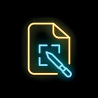 Neon icon of editing document with pen tool representing content creation vector