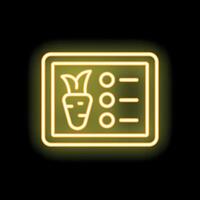 Neon icon of online menu for ordering food online with carrot symbol vector
