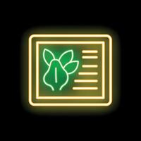 Glowing neon line seed packet icon isolated on black background vector