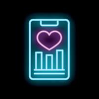 Neon icon of mobile app showing heart rate tracking vector