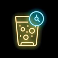 Neon sign depicting effervescent drink with timer icon vector
