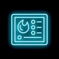 Neon fire alarm system displaying warning sign vector