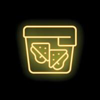 Neon icon of lunchbox with sandwiches for restaurant or delivery app vector
