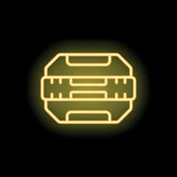 Neon icon of toolbox glowing yellow on black background vector