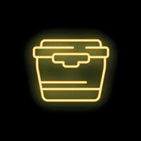 Glowing neon icon of food container keeping food fresh vector