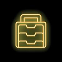 Glowing neon icon of tool box on dark background vector
