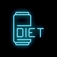 Neon sign showing a smartphone displaying diet information vector