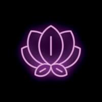 Neon icon of lotus flower glowing on black background vector